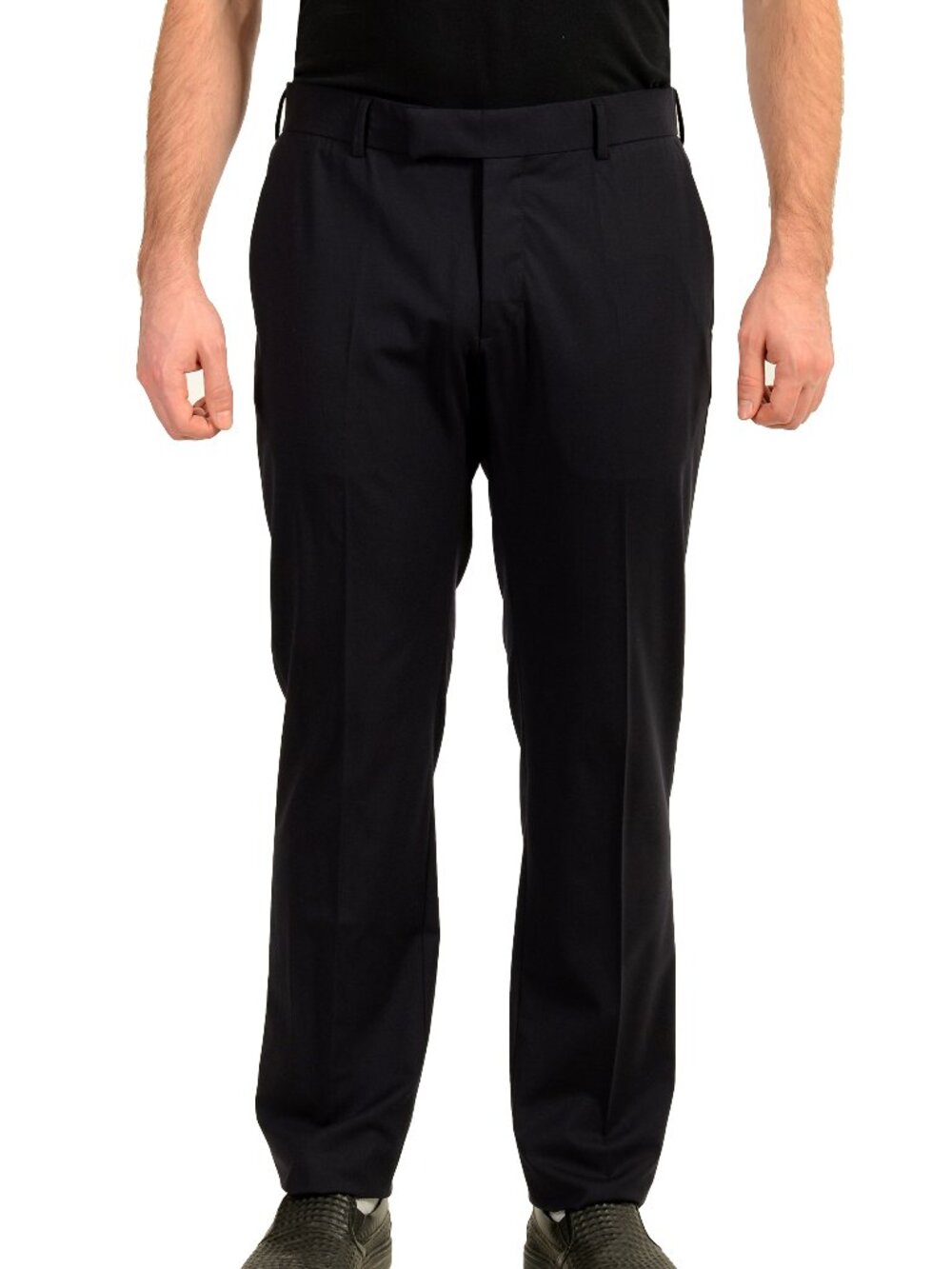Malo Men's Navy Blue Wool Flat Front Dress Pants US 42 IT 58
